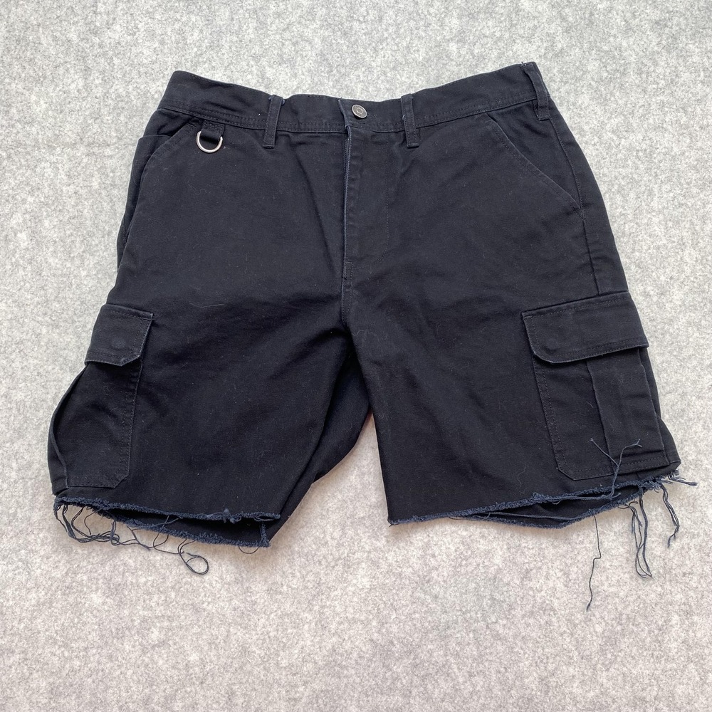 Harley-Davidson Cargo Shorts Mens 32 (30x7) Black Canvas Biker Motorcycle Casual